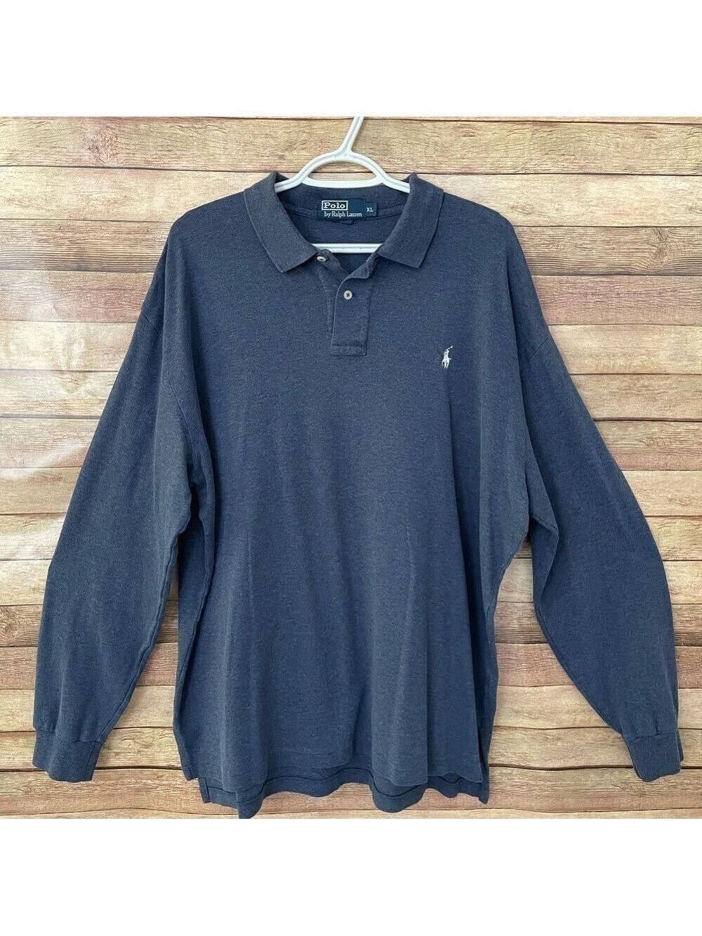Polo Ralph Lauren Mens Blue Polo Shirt 100% Cotton Long Sleeve Casual XL